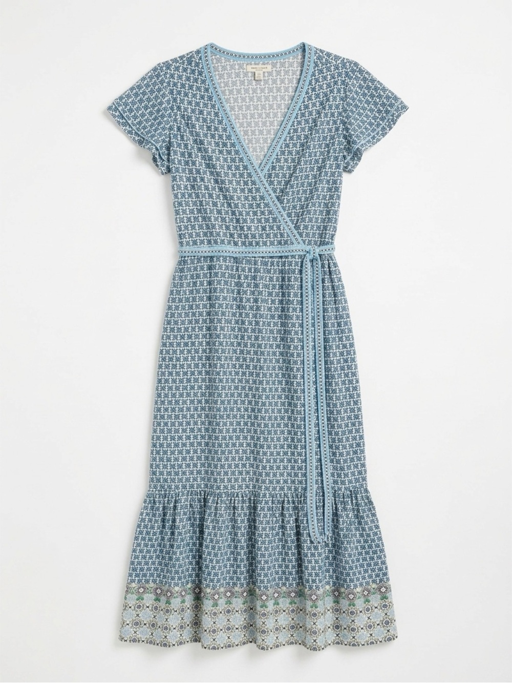 Max Studio Blue Patterned Wrap Maxi Dress